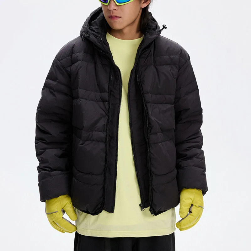 HKSH 2025 Winter New Women's Down Coat Detachable Hooded Zipper Solid Color Waterproof Unisex Outdoor Sporty Warm Jacket HK14707