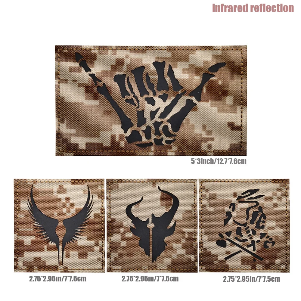 ZTY-IR riflettente distintivo arca di futuro bracciale con dito teschio luminoso mistero Ranch Bag Sticker zaino Hook Loop patch