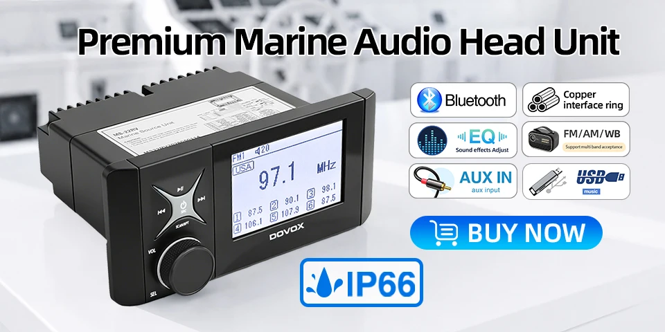 Bootsradio, Media-Player, Marine-Stereo, MP3, wasserdicht, Bluetooth-Audio, Radio, FM-AM-Empfänger, passend für Ernte, ATV, UTV, SPA, RZR – Detail 1