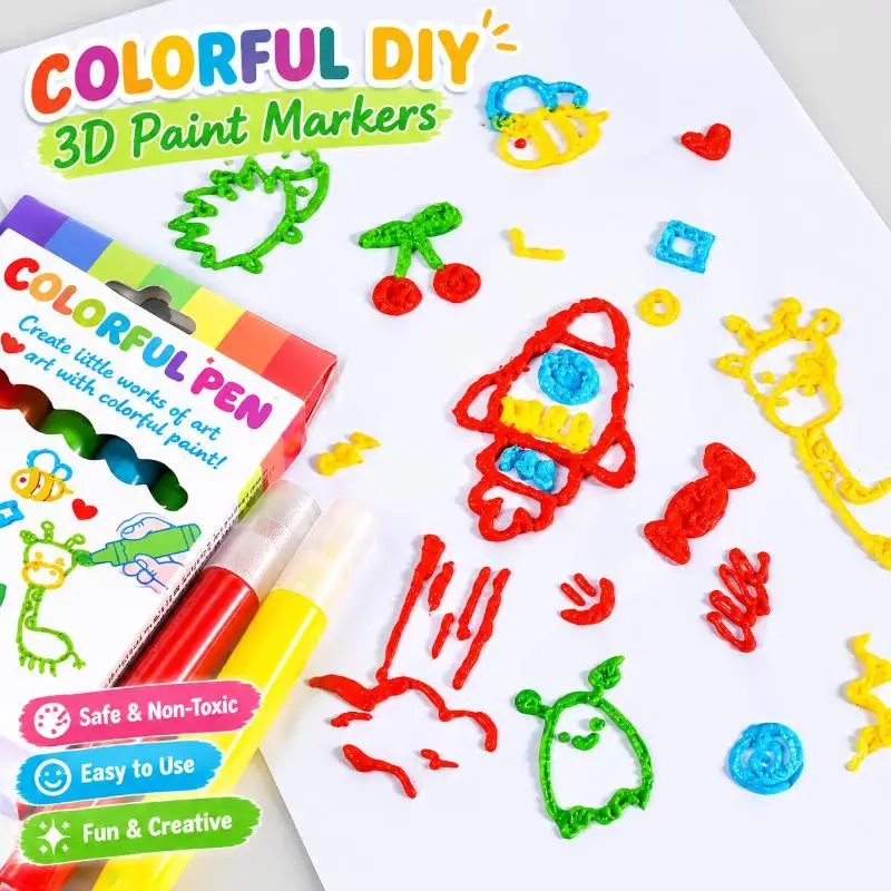 6/12Pcs 3D Magic Popcorn Pens Puffy Popcorn Pens Bubble Art Markers for DIY Cards Craft, Notebook Greeting Card Doodle Graffiti