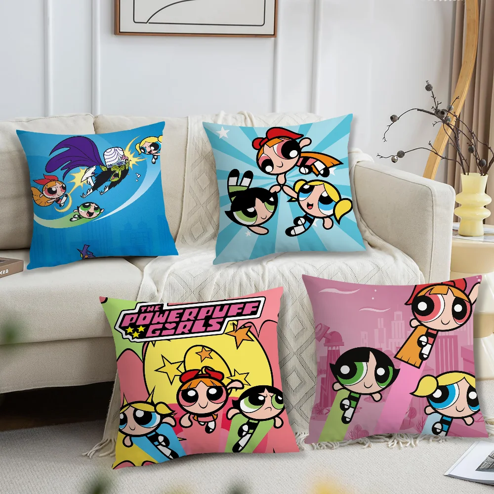T-The Powerpuff Cartoon G-Girls cushion cover Cushion Room Bedroom Headboard Sofa Living Backrest Nap Time Pillow Case