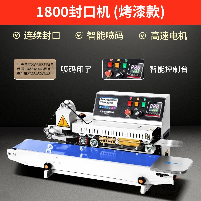 

PM-1800 Semi-Automatic Band Sealer Continuous Heat Sealing Machine for Food Pouch Bag with Ink Jet Printer