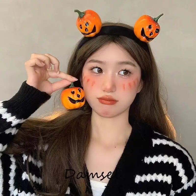 Accesorios para Disfraces de Halloween, Diadema con Pinza para el Cabello de Calabaza para Niñas, Accesorio de Vestimenta