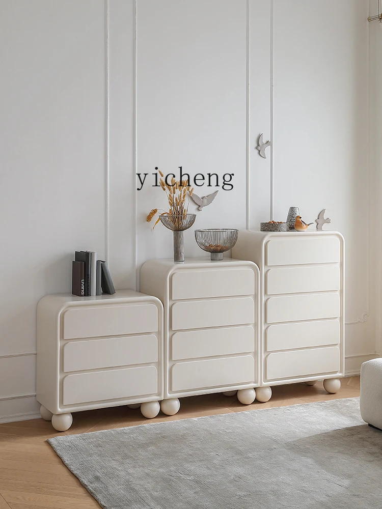 ZK Cream Style Three Four Five Chest of Drawers Paint Simple Bedroom Bedside Tailstock Storage Cabinet Living Room Locker