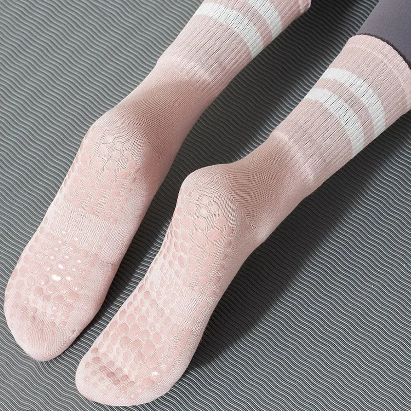 Cotton Mid-tube Bottom for Women Girls Non-slip Silicone Sole Yoga Socks Indoor Fitness Sports Socks Gym Dance Pilates Sock