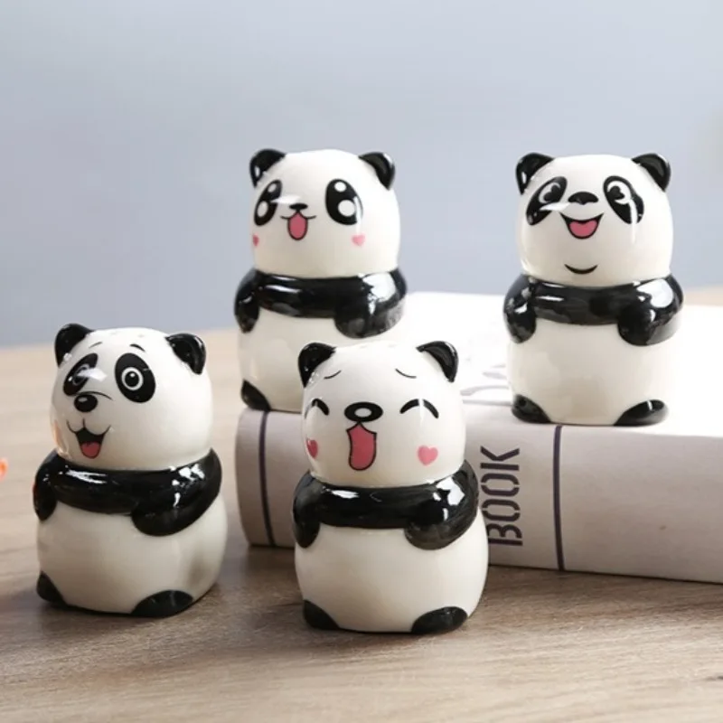 Tarro de especias de cerámica Panda, botella de condimentos de dibujos animados, salero y pimienta, contenedor, organizador de condimentos, salero, cocina