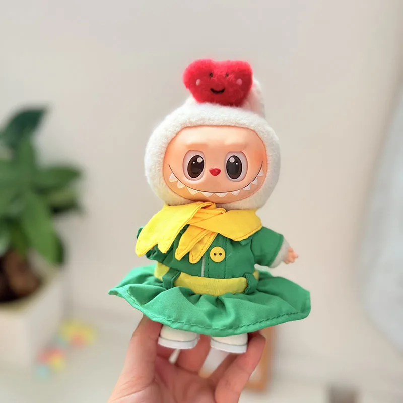 

Fresh Mango Style Dress for Labubu 1st-3rd Gen Sitting Doll Hanging Decor Cute Summer Outfit Green Fashion