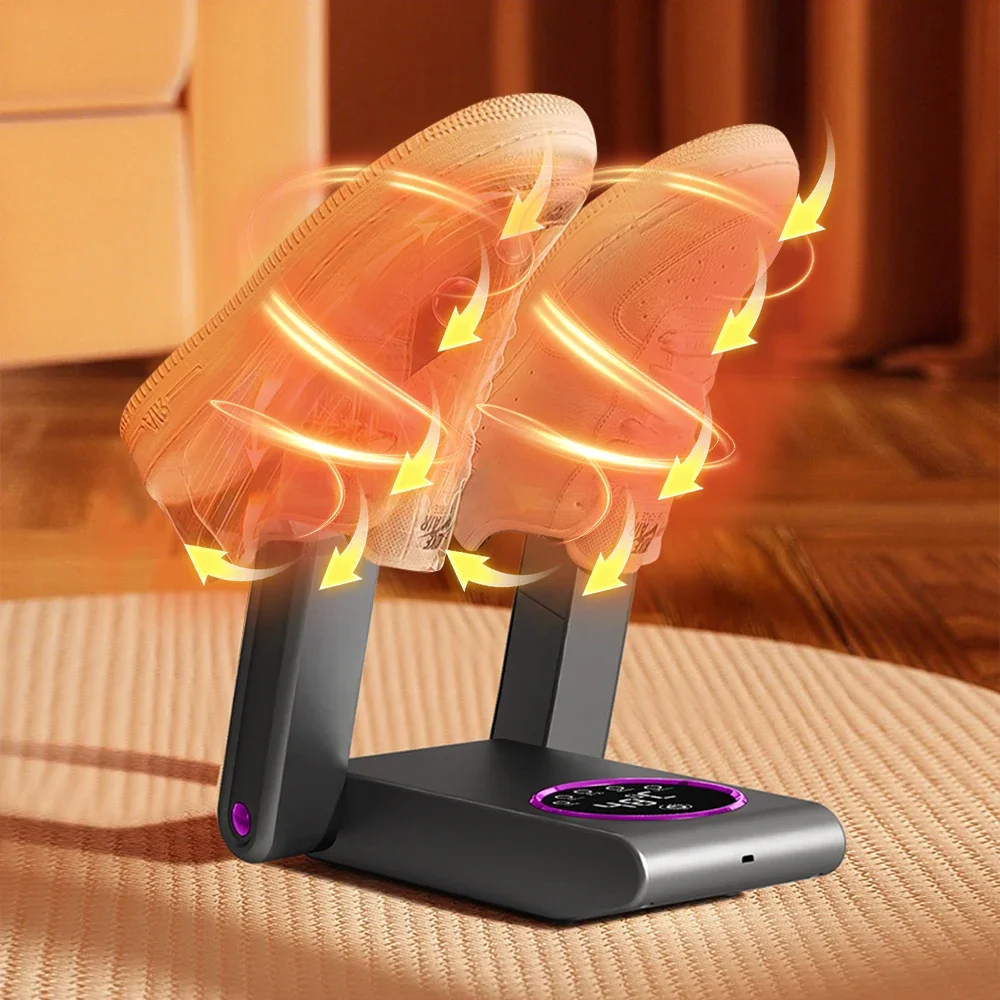 Secador de sapato elétrico de secagem rápida desodorização luz uv esterilização sapato secador temporizador inteligente bota aquecedor de sapato doméstico