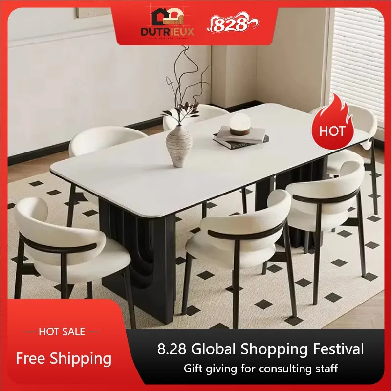Design Black White Dining Table Set Modern Italian Wooden Space Saving Dining Table Hotel Kitchen Stol Do Jadalni Home Furniture