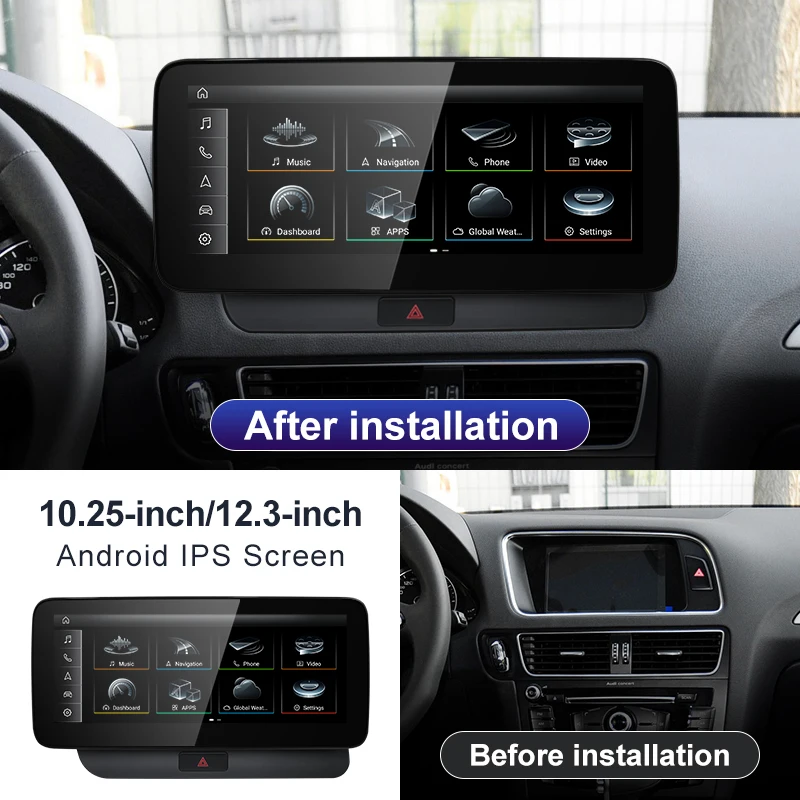 Qualcomm Snapdragon 680 6225 Silvery 2.4GHz Wireless CarPlay Auto for AUDI Q5 Car Multiledia Players Video GPS Navi Bluetooth