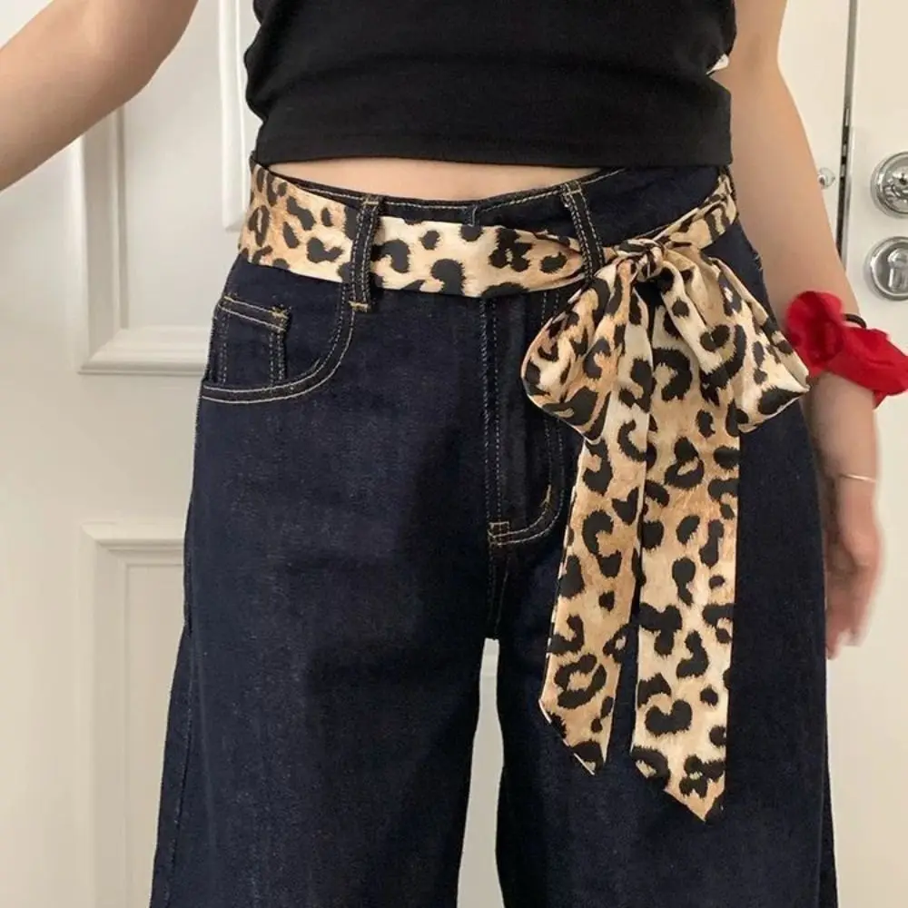 

Fashion 195*4cm Leopard Scarf Polka Dot Leopard Print Women Belt Long Narrow Headband Women