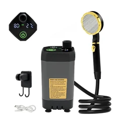 Campingowy zestaw prysznicowy RV Outdoor Shower Kit Camp Shower z pełnym ekranem Inteligentny cyfrowy wyświetlaczem Regulowany zestaw prysznicowy 6000mAh