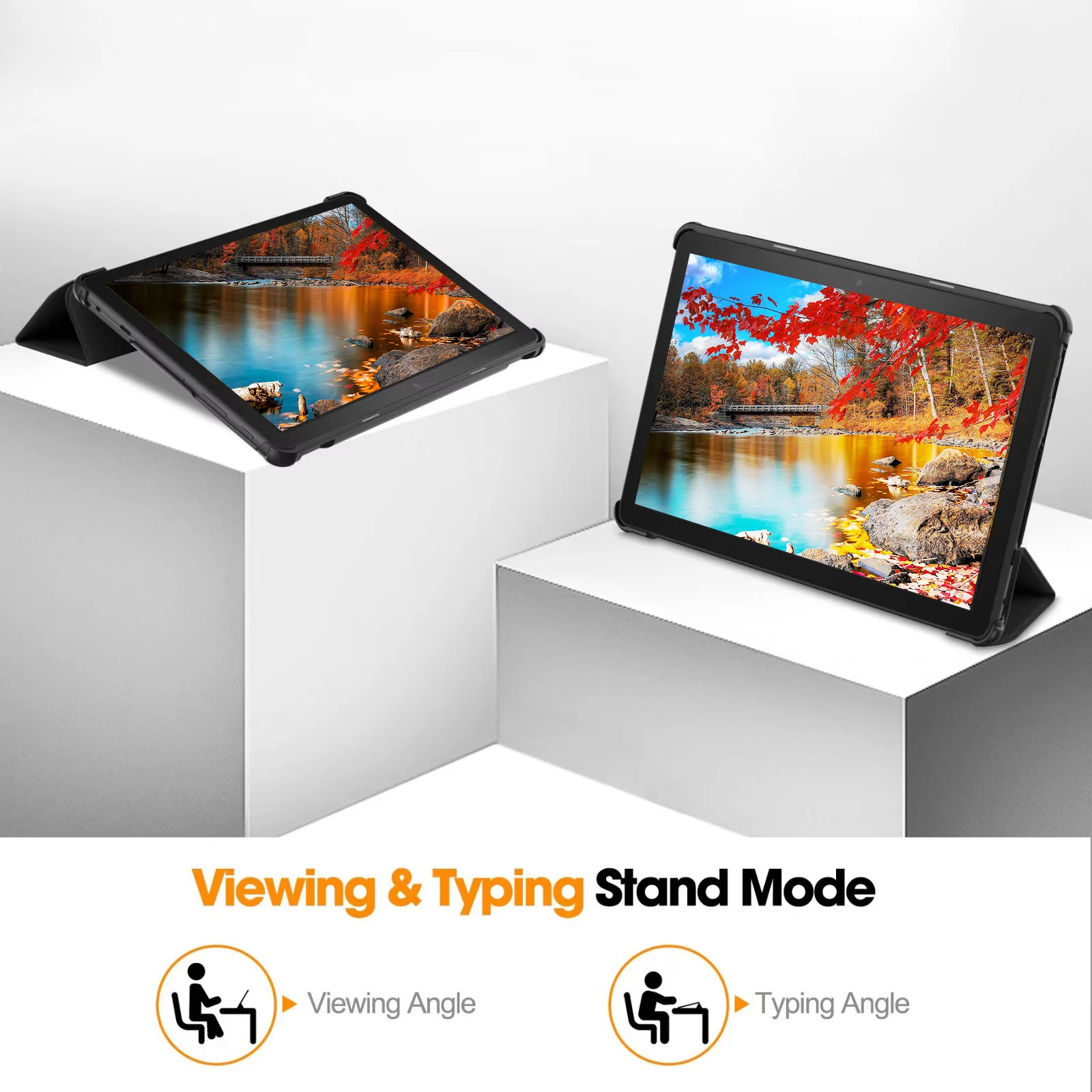 

PU Leather Trifold Stand Cover Auto Wake/Sleep Slim Folding Stand Cover Tablet Cover for All-New Kindle Fire HD 10 Tablet