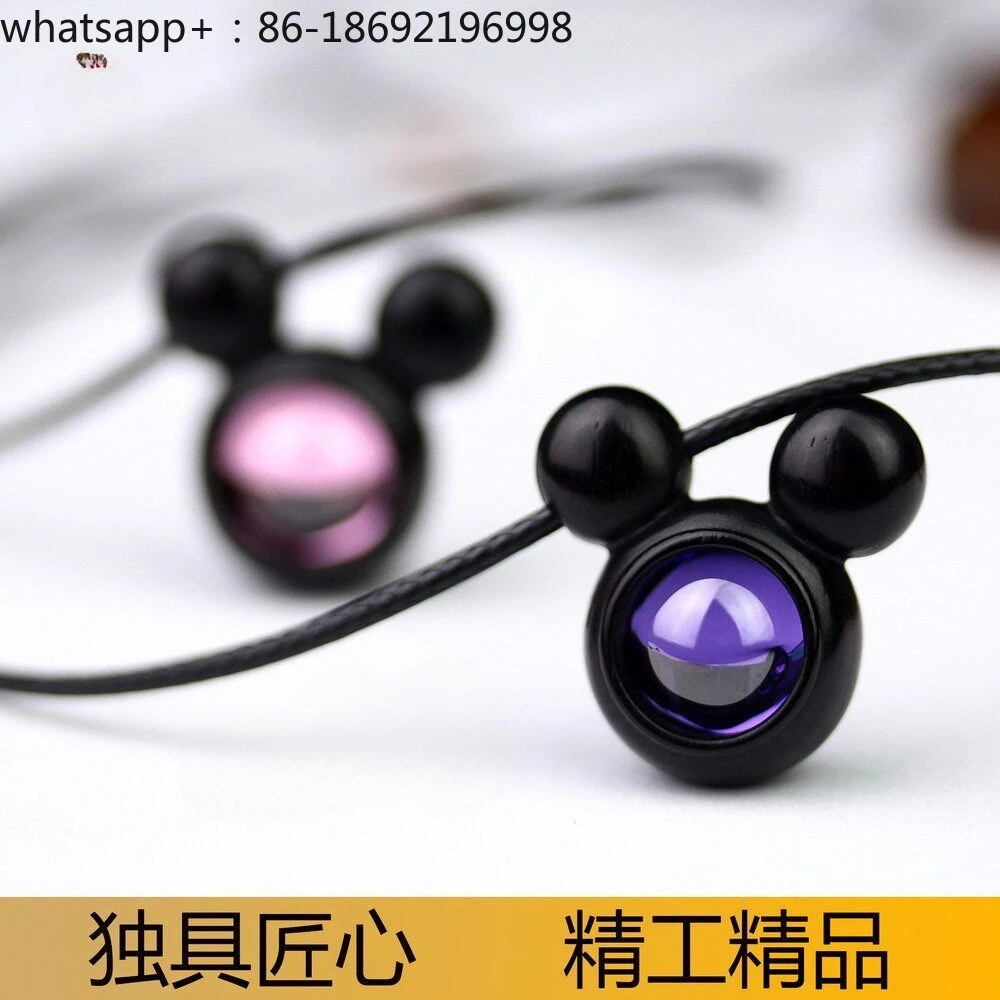 Sandalwood Natal Year Zodiac Mouse Pendant Red Light Sandalwood Carving Mickey Mouse Live Beads