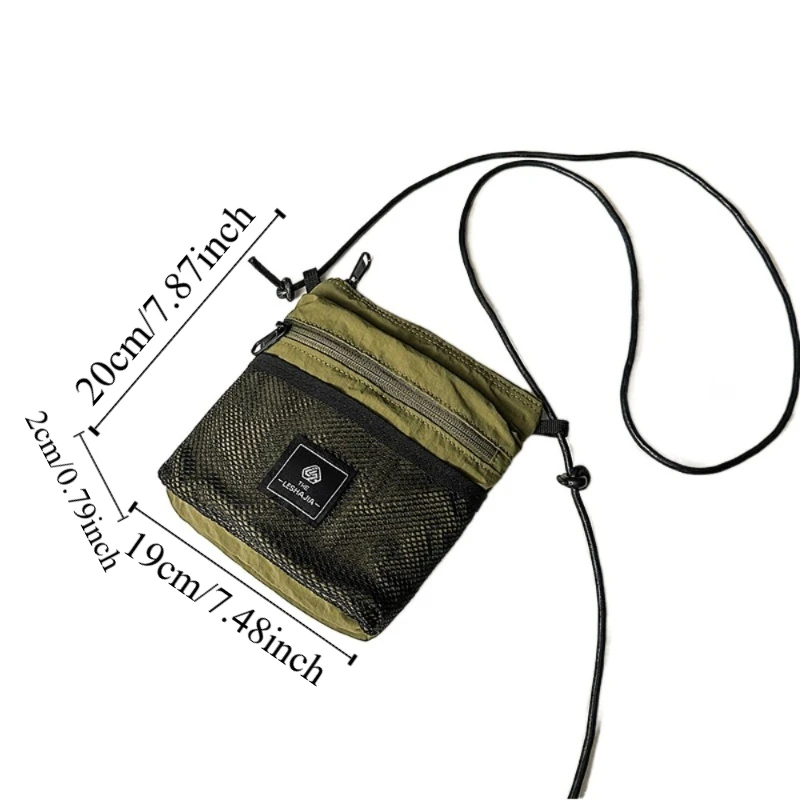 Casual Multifunctional Crossbody Phone Pouch Sports Korean Style Nylon Shoulder Bag Handbag Mesh Small Square Bag Daily Matching