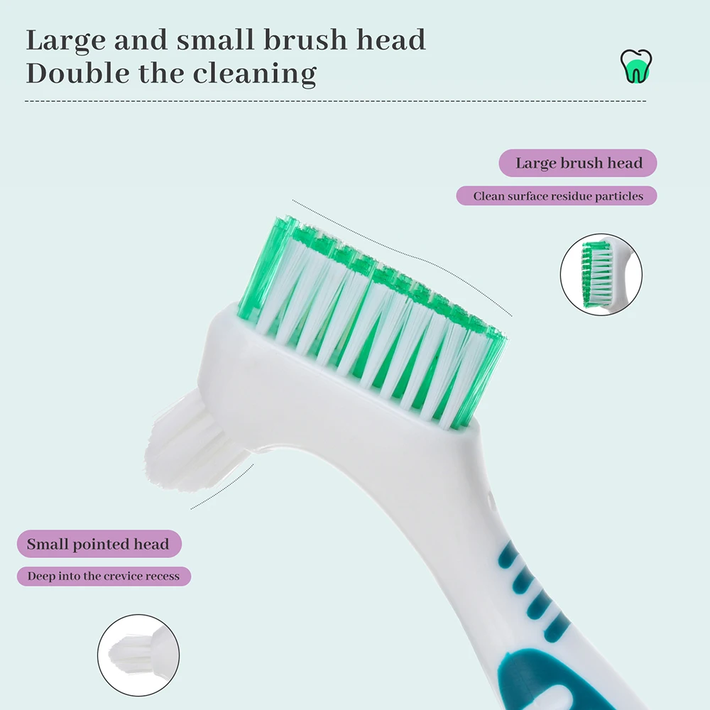 Multi-Layered Bristles Denture Cleaning False Teeth Brush Oral Care Soft False Teeth Brush Braces Bristles Denture Cleaning