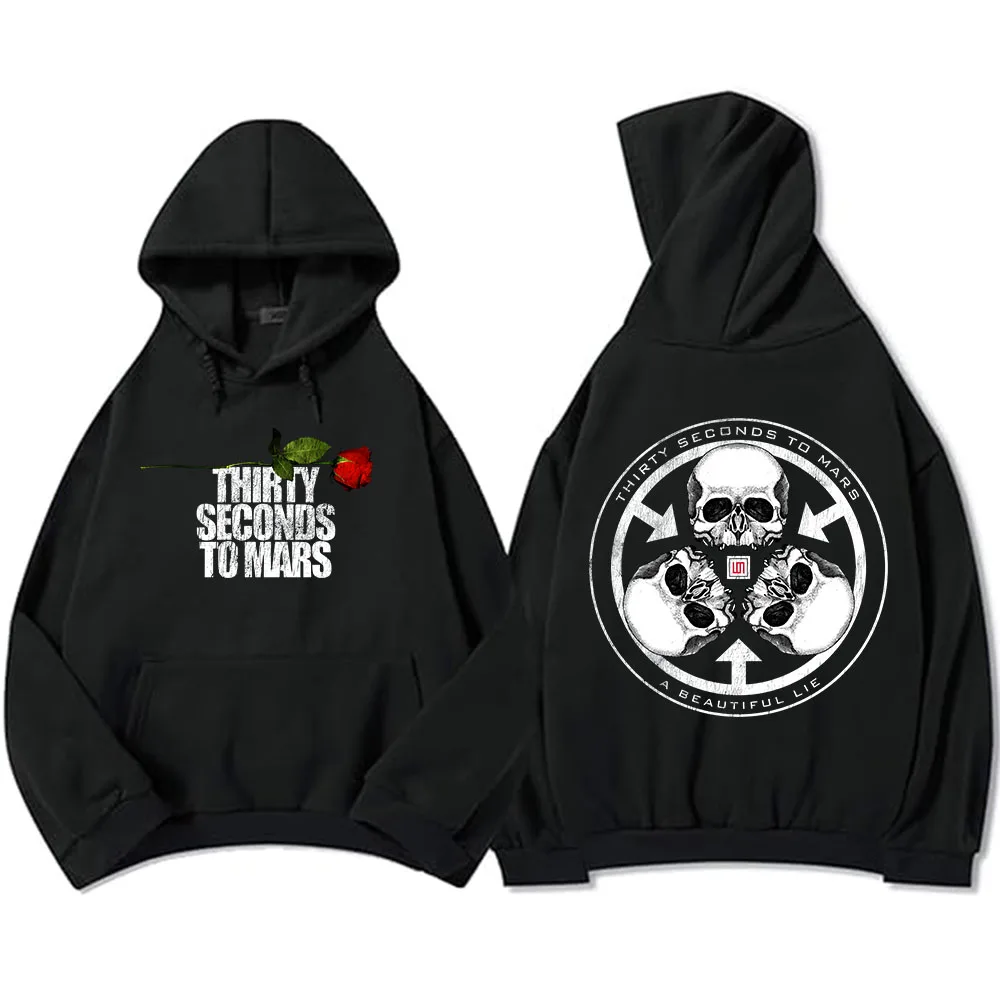 

A BEAUTIFUL LIE 20TH ANNIVERSARY ROSE HOODIE THIRTY SECONDS TO MARS Band Graphic Sweatshirts Autumn Cotton Male Pullovers Unisex