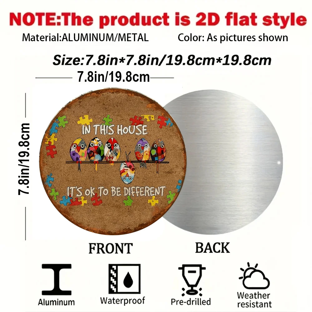 2D Flat - Circular French Metal Sign, Retro Decorative Plaque with 