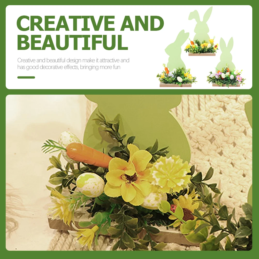 

3pcs Easter Home Decorations Bunny Table Sign Lightweight Compact Nice Color Plastic Wood Kids Gift Home Decor Party Supplies