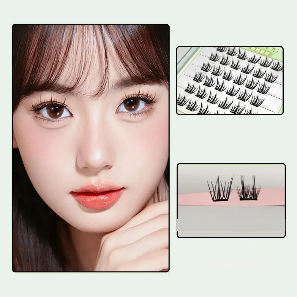 Glue Free False Eyelashes Ultra-thin Natural Curled with Butterfly Star Heart Fake Eyelash Single Cluster DIY Korean Eye Makeup