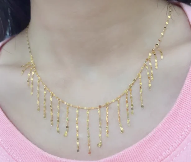 18karat necklaces for women wedding jewelry tassels necklace 41+3cm party chains au750 jewelry