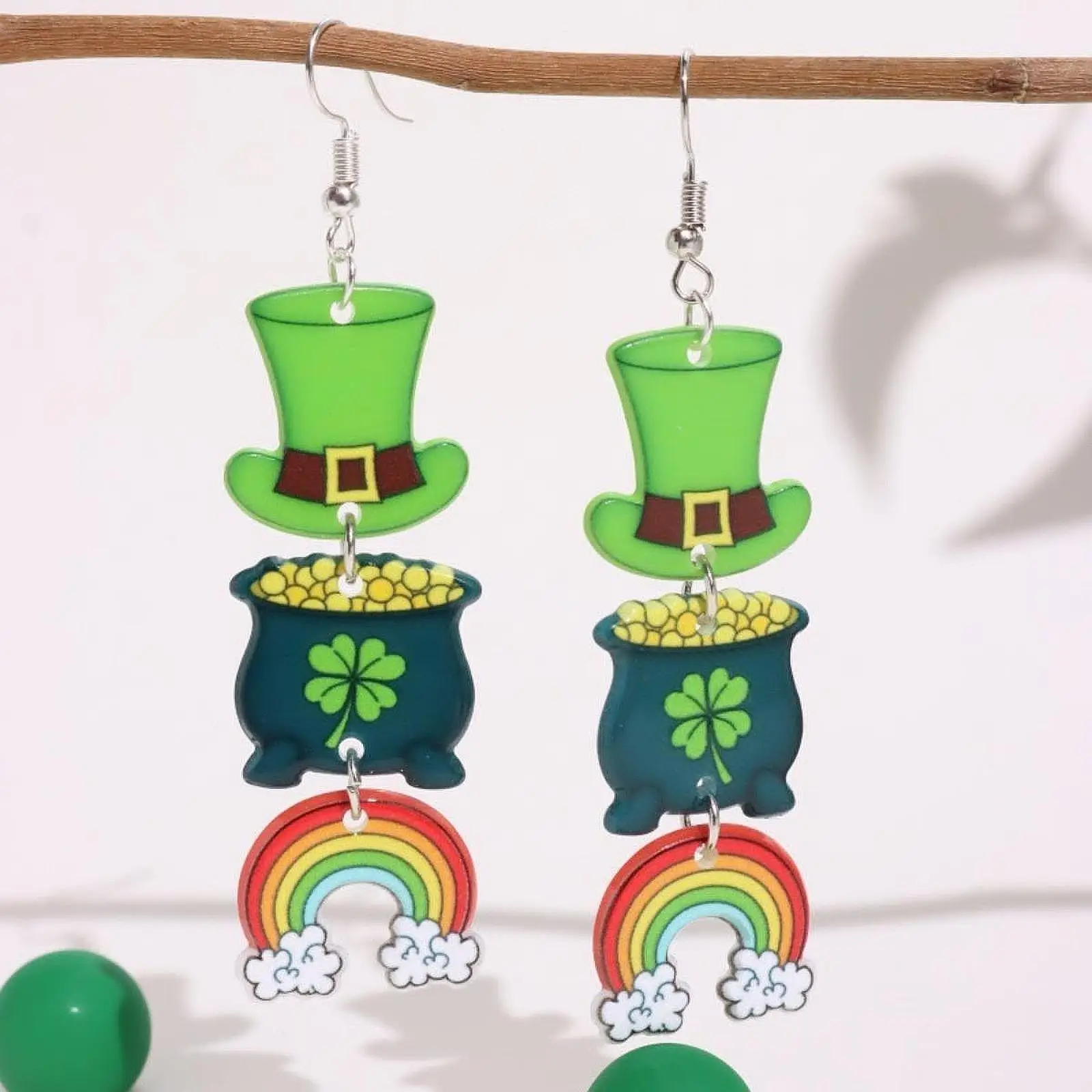 ST Patrick Earrings Acrylic Pendant Earrings for Club Birthday Graduation