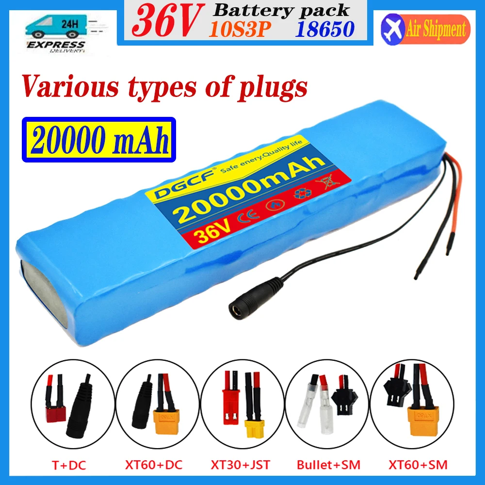 

36V 20Ah 10S3P 18650 Lithium Battery Pack 20A BMS For XIAOMI MIJIA M365 PRO Electric Bicycle Scooter