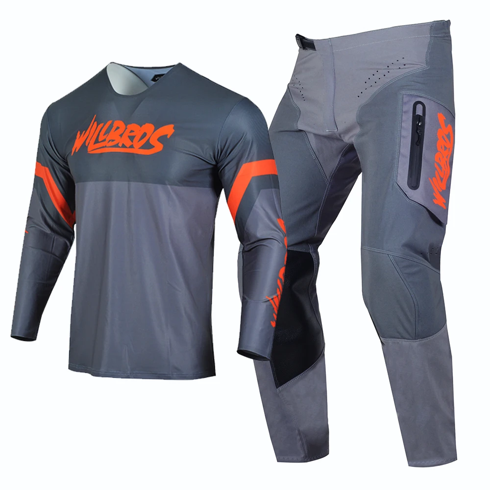 Willbros Motocross Zip Pocket Jersey and Pants Sets MX Combo BMX Dirt Bike Cycling ATV UTV MTB Enduro Offroad Racing Suit