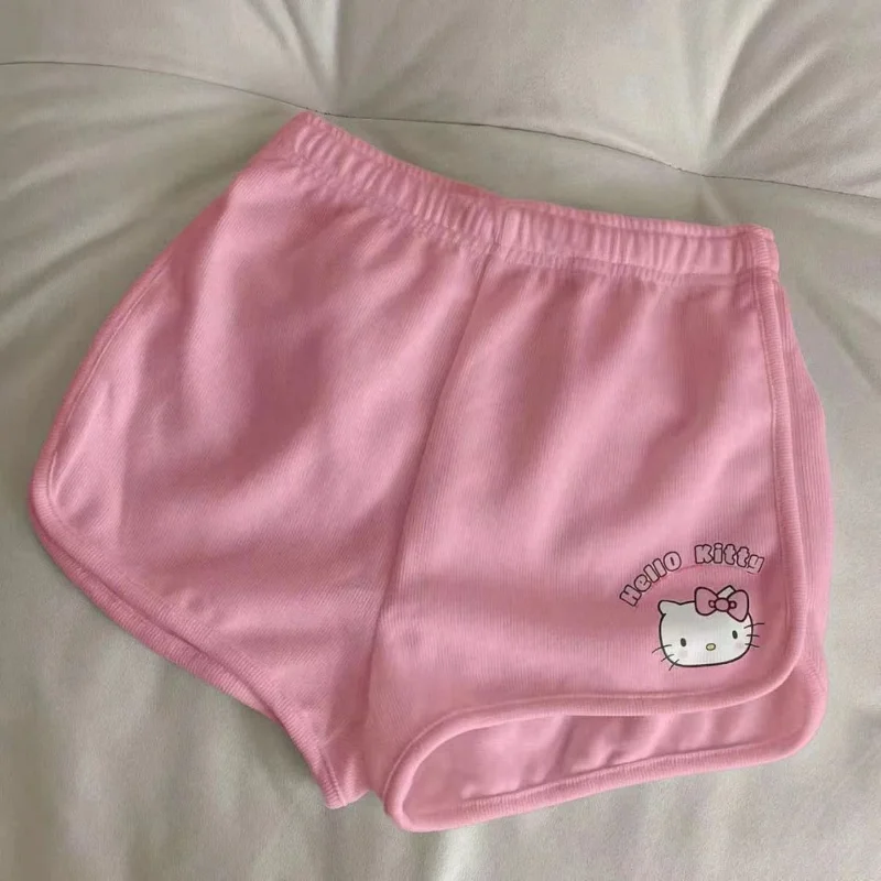 Zomer Nieuwe Hello Kitty Topshorts Met Korte Mouwen Dames Huiskleding Set Mode Y 2K Witte Kleding Streetwear T-Shirt Casual Pak