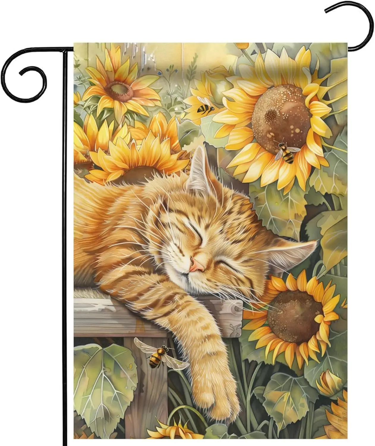 Morigins Cute Sunflowers Cat Garden Flag Welcome Fall Autumn Kitty Double Sided Farmhouse Decorations Outdoor Yard Flag 12.5×18