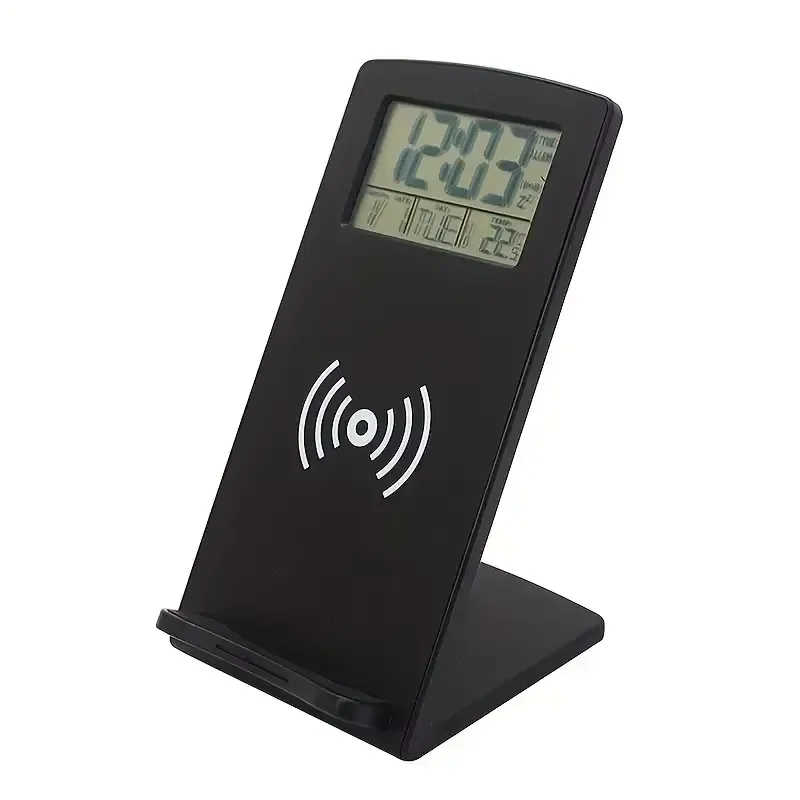 BOLRZO Smartphone Fast Charging Station Mobile Phone Charger Desktop Wireless Charging Stand Mobile Phone Holder Alarm Clock