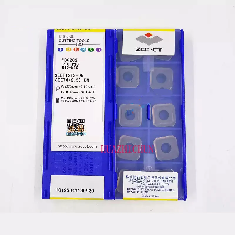 

HUAZHICHUN 10 шт. фреза с ЧПУ SEET12T3-DF для обработки стальных деталей и нержавеющей стали с материалом DM DR YBG202
