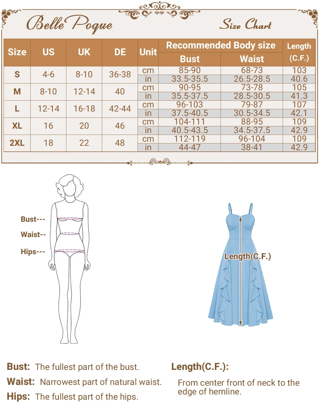 BP Women Vintage Chiffon Dress Spaghetti Straps Ruffle Summer Retro Ruffle Decorated A-Line Dress