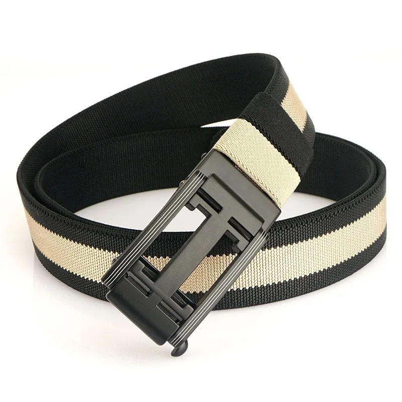 Tactical Belt for men double-sided elastic Belt outdoor commuting woven nylon breathable canvas Belt with automatic buckle