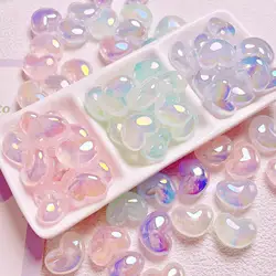 10Pcs Heart Transparent Glitter AB Colors Acrylic Beads DIY for Bracelet Necklace Jewelry Ideas Making