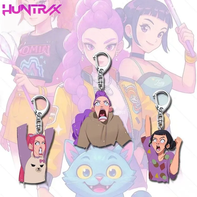 KPop Demon Hunters Cartoon Anime Rumi Mira Zoey sleutelhanger voor mannen en vrouwen, modieuze gepersonaliseerde veelzijdige trendy sleutelhanger
