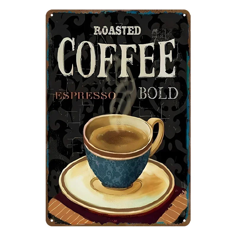 Vintage Metalen Wanddecoratie Bord met Parijs Café Slogan - Poster voor