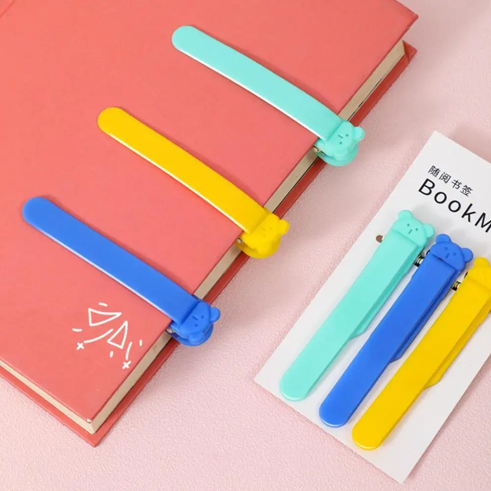 1/3Pcs Plastic Page Bookmark Automatically Follows Page Flipping Student Bookmarks Office Stationery Home Office School Supplies