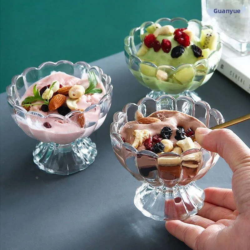 Special Glass Bowl for Double Milk Skin Dessert Cup Street Stall Selling Pudding Cup Home Milk Powder Packaging Cup