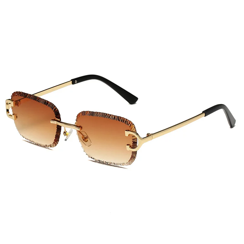 

5632 Rimless Square Sunglasses for Men Women, Stylish Chic Serrated Edge Sun Glasses, Fashion Trendy Personalized Shades 605524