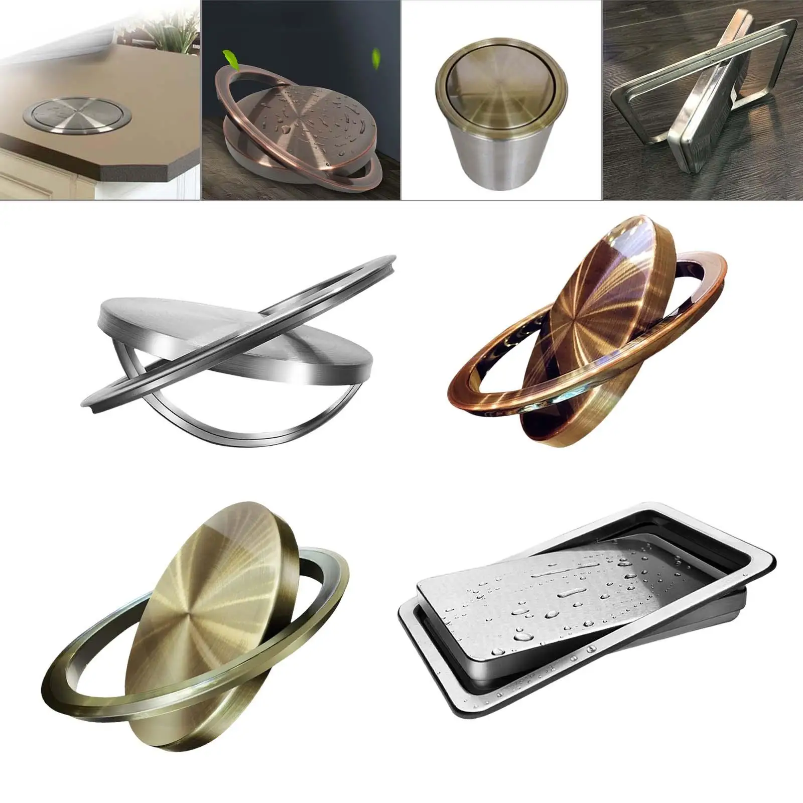 

Изящная крышка для мусора из нержавеющей стали с поворотной крышкой для дома и офиса