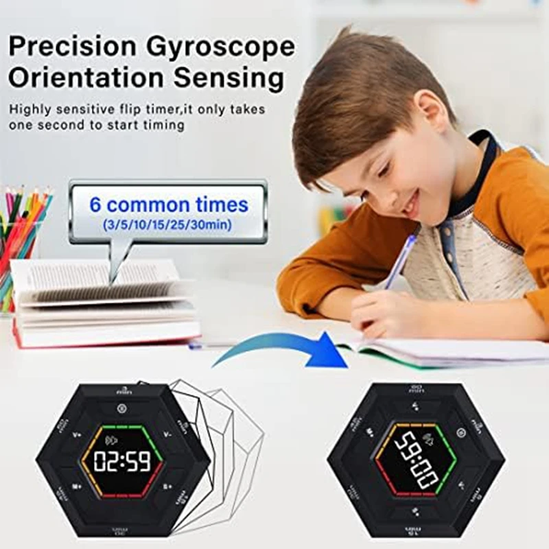 1 PCS Pomodoro Timer Productivity Timer Black Time Management Tool 3, 5, 15, 30, 45, 60 Minute Preset Smart Countdown Timer