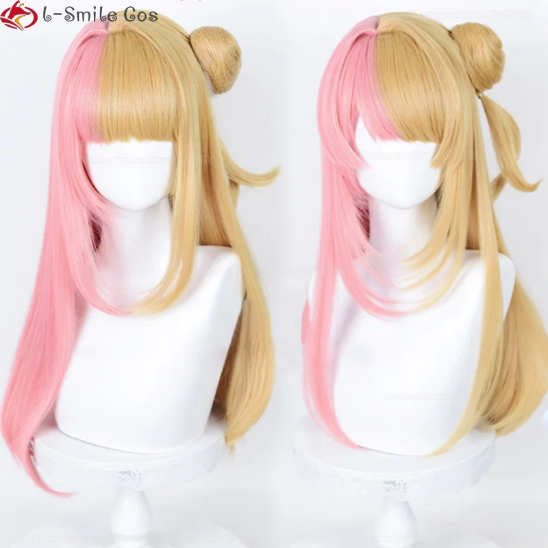 Vtuber XSOLEIL Kotoka Torahime Cosplay Wig Kotoka Wigs 68cm Long Pink Yellow Heat Resistant Hair Nijisanjien EN7 Wig + Wig Cap