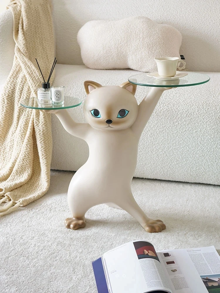 Nordic Sand Sculpture Enchanting Cat Statues Floor Decoration Living Room Decorative Art Animal Coffee Table Home Decor