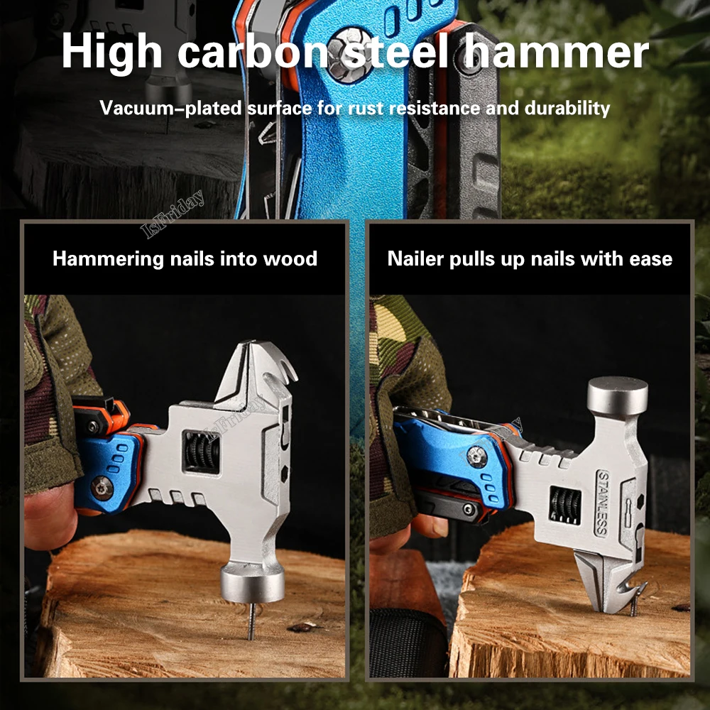Multifunctional Hammer Portable Stainless Steel Pliers Universal Folding Nail Hammer Pliers For Outdoor Survival Camping Hunting