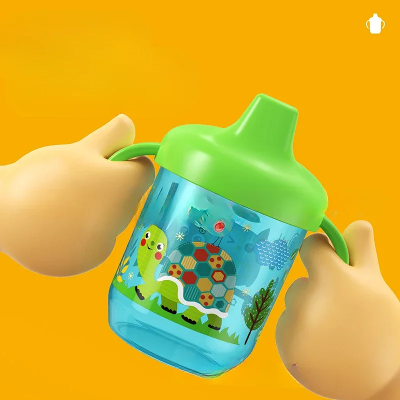 260ML Hot Sale Baby Learning Drinking Cups Double Handle Flip Lid BPA Free Leakproof Infants Water Cups Bottle Duckbill Cup Lid