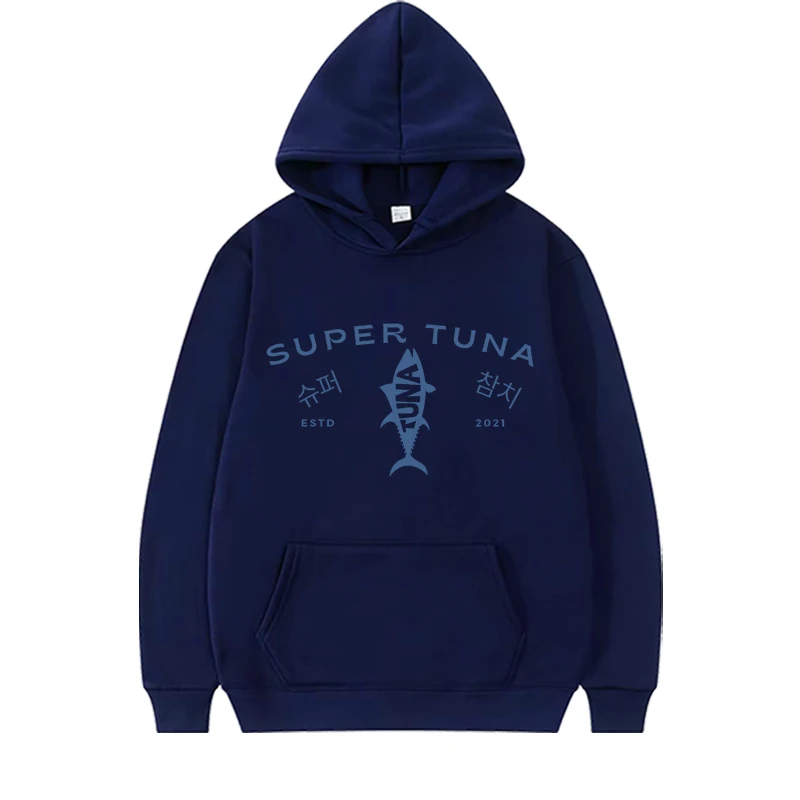 Kpop Korean Jin Super Tuna Fish graphic hoodie 2025 new men women vintage Long sleeve streetwear print oversized hoodie unisex