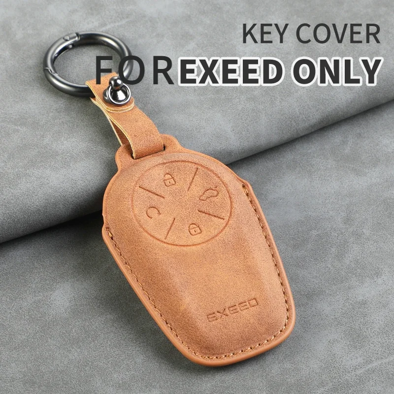 

Leather Car Key Case Cover Shell Fob for Chery EXCEEED LX TXL AtlantiX ET ES VX Car Fob Holder Keychain