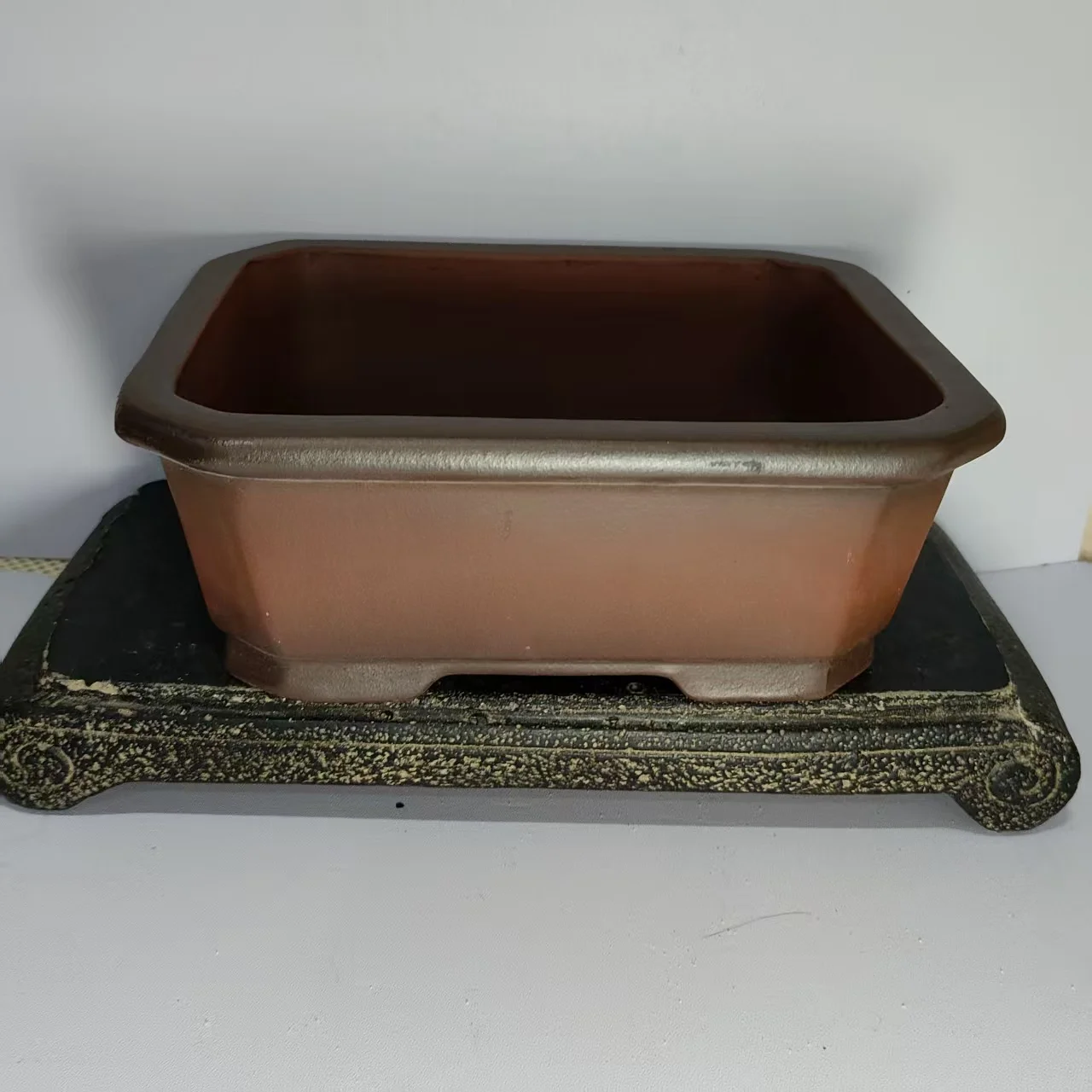 Hot sale Rectangle Shaped Unglazed Yixing Bonsai Pot with antique finish