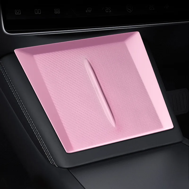 For Tesla Model 3 2024 Highland Wireless Charging Silicone Pad Model3 Center Control Storage Box Armrest Box Bottom Non-slip Mat